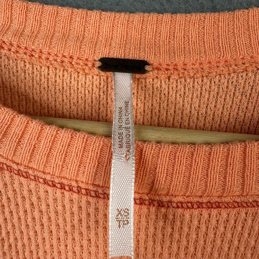Free People Tee In The Mix Cuff Crochet Thermal Desert Orange Size XS OB1203408